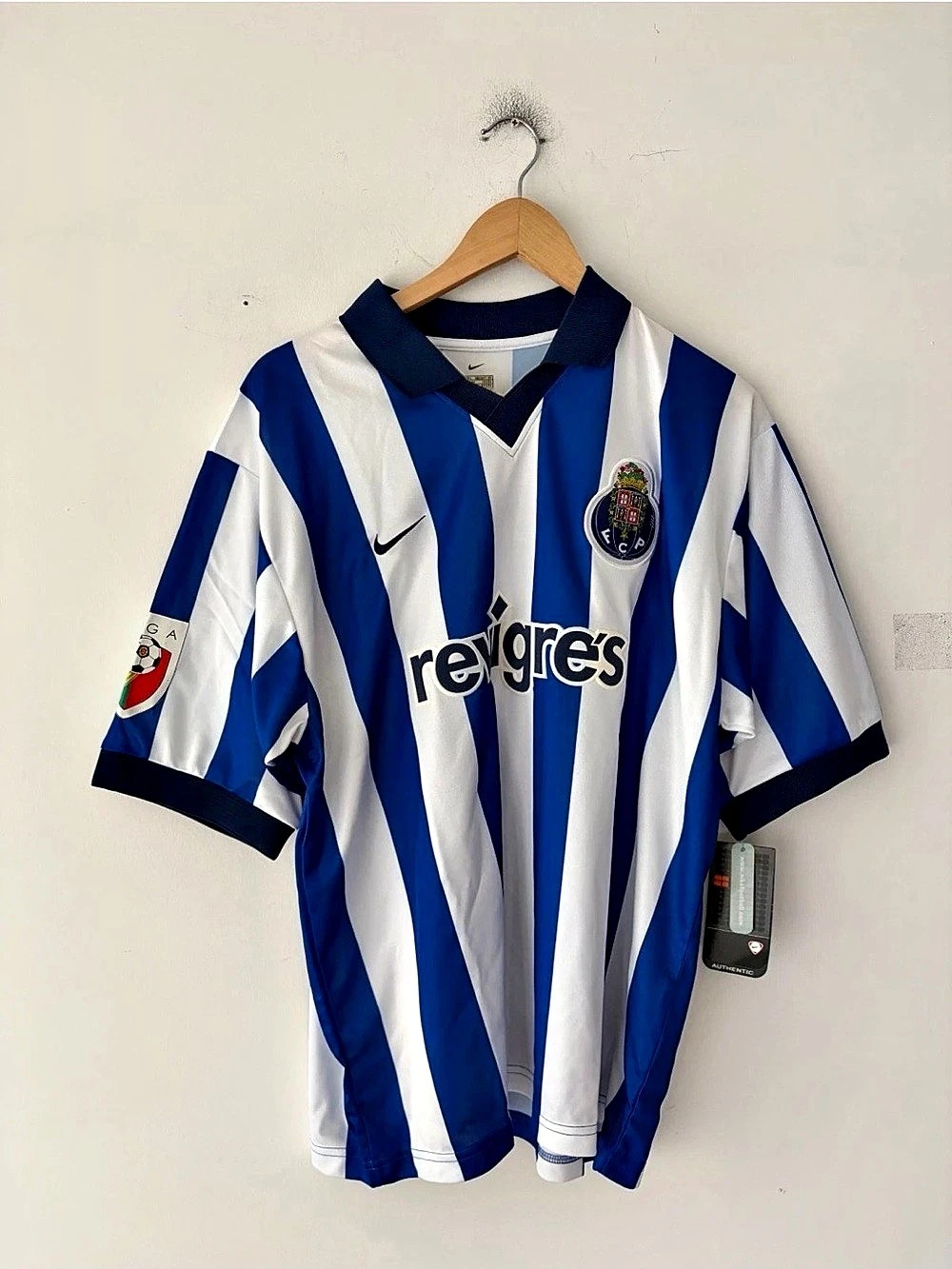Nike FC Porto 2000-2001 Home Jersey Men's Blue & White Large